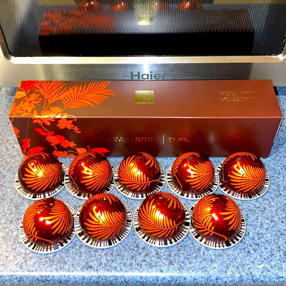 Nespresso Vertuo Seasonal Forest Fruit Flavor. 19, 1 open sleeve.